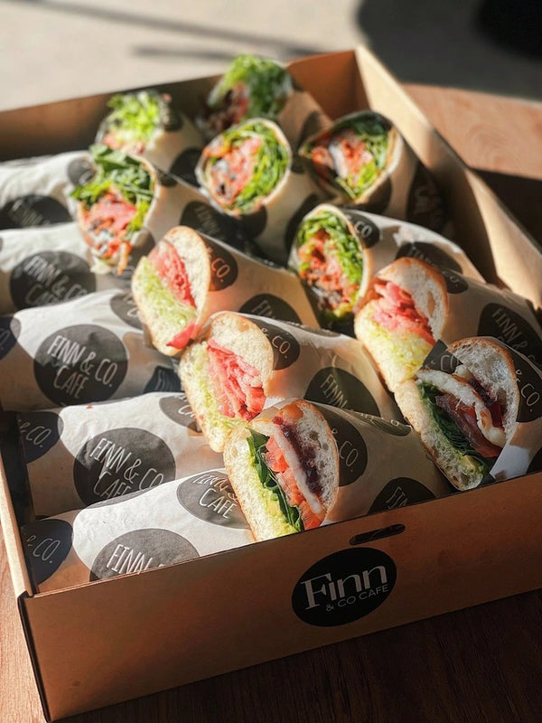 Gourmet Sandwich and Wrap Platter with fresh fillings for office lunches and team meetings in Sydney and the Blue Mountain